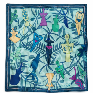 Colorful Illustrated Silk Scarf